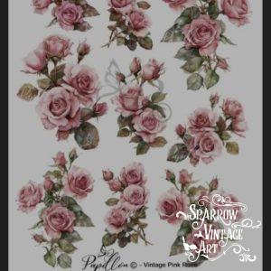 1256 Vintage Pink Rose - Rub on Image Transfer