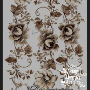 Detailed Floral Strip Sepia - Rub on Image Transfer