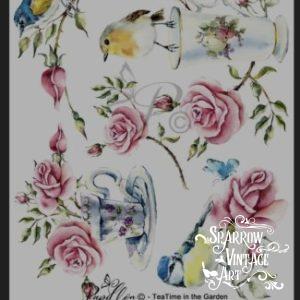 Tea Time in the garden - Rub on Image Transfer
