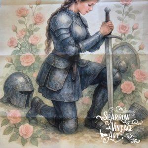 Armor Rose Girl Warrior - No Tear Deco Print