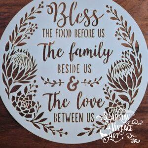 Bless the food before us, the family beside us & the love between us - Stencil